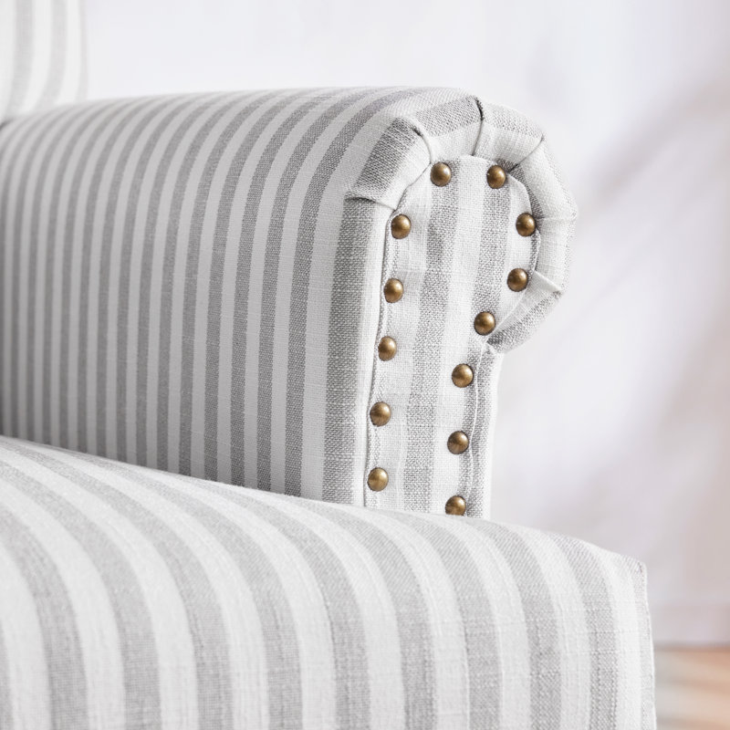 Fauteuil rembourré en bois, Gris clair