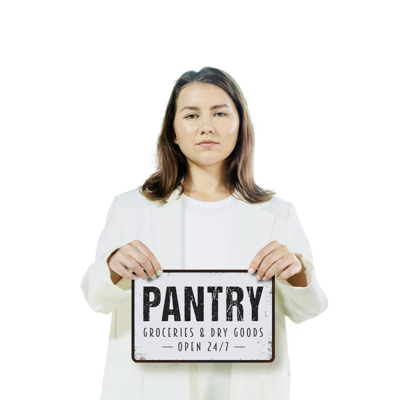 Enseigne personnalisée en plastique 8 po x 12 po Pantry Open 24 7 (paquet de 2)