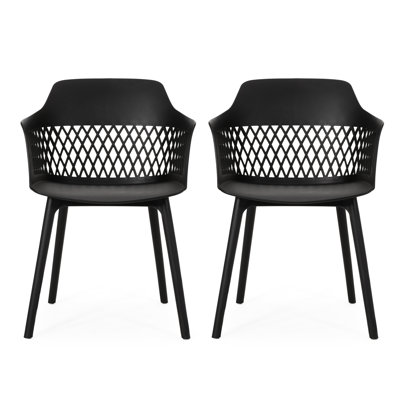 Azalea Outdoor Chair - To Weather, Strong Structure, Clean Lines, Black Polypropylene, 23In Deep, 21.5In Wide, 33In Tall, 12.28Lb Heavy Chair Frame, Simple Design, 23.09In D, 22.09In W, 33.82In H, Wt