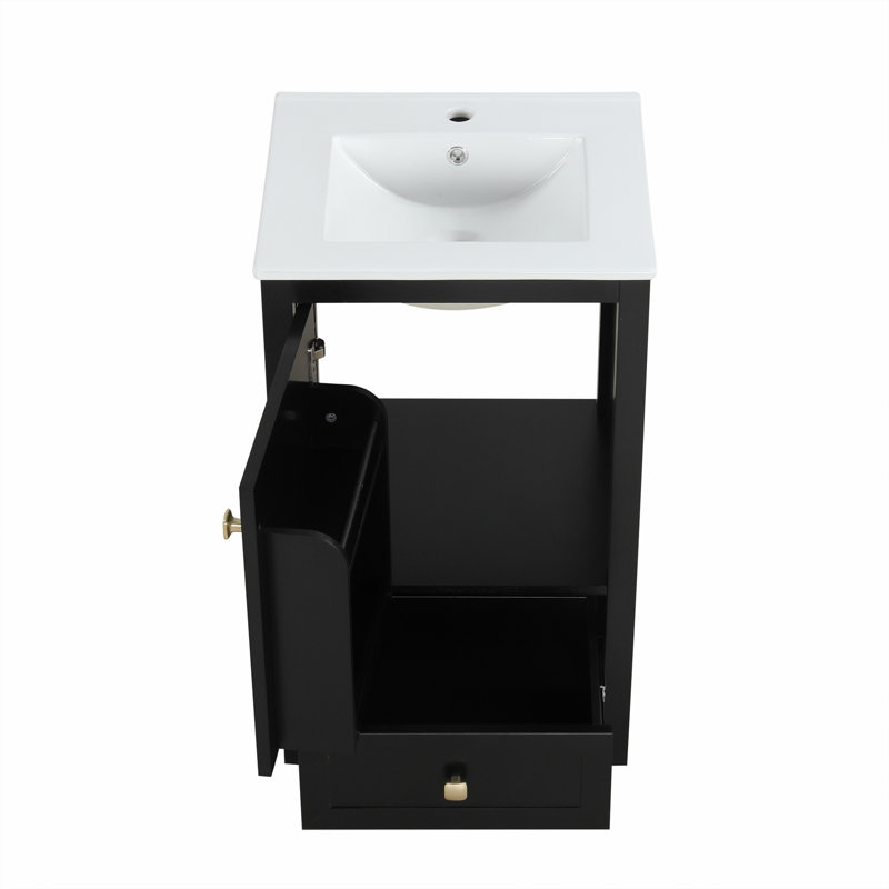 Meuble-lavabo de 20 po avec lavabo, Noir