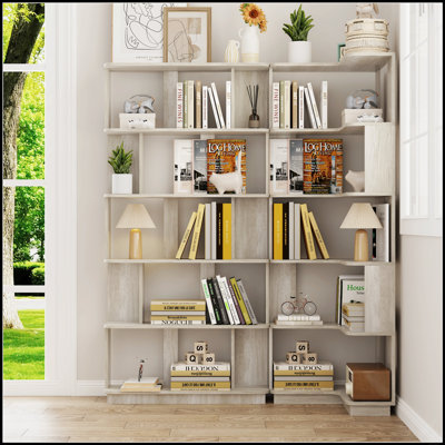 Set of 2 Free Combination Bookcases, Space-Saving L and I Shaped, Multiple Colors, Ideal for Flexible Room Organization