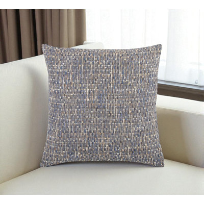Coussin décoratif 22 "en coton tissé à motif géométrique bleu et gris avec texture