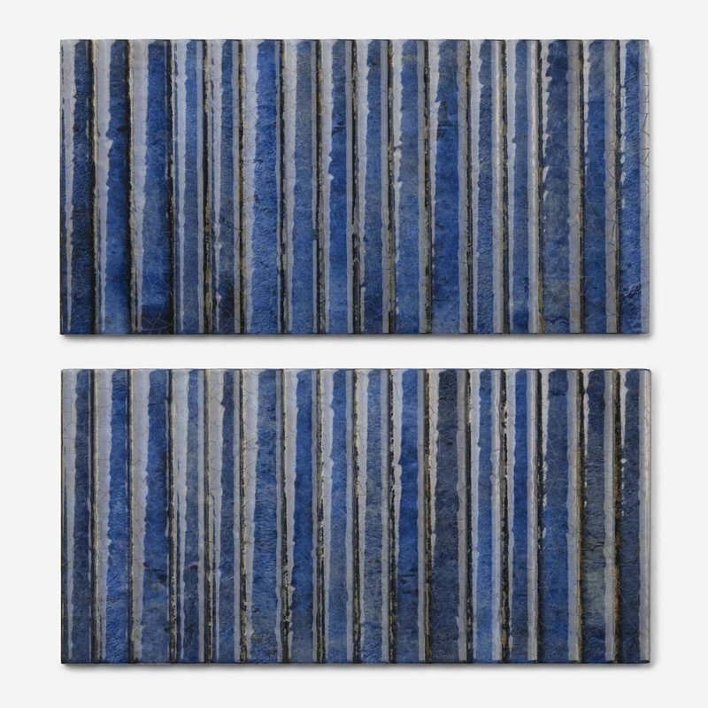 Curve Fluted 6X12 3D Glossy Ceramic Tile, Blue