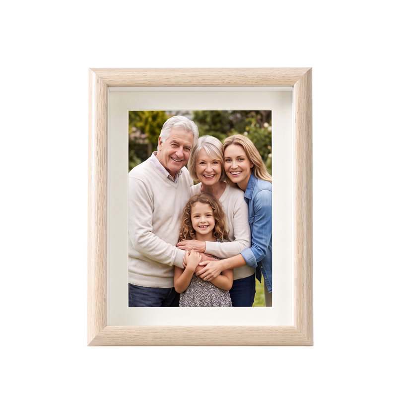Cadre photo en bois naturel de style côtier avec passe-partout blanc, cadre de table, 3,5 x 5 à 8 x 10, 5 tailles, 3.5" x 5"