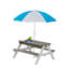 Table de pique-nique en bois pour enfants, table de sable et d'eau avec parasol, table d'activités pour jouer sur le patio extérieur