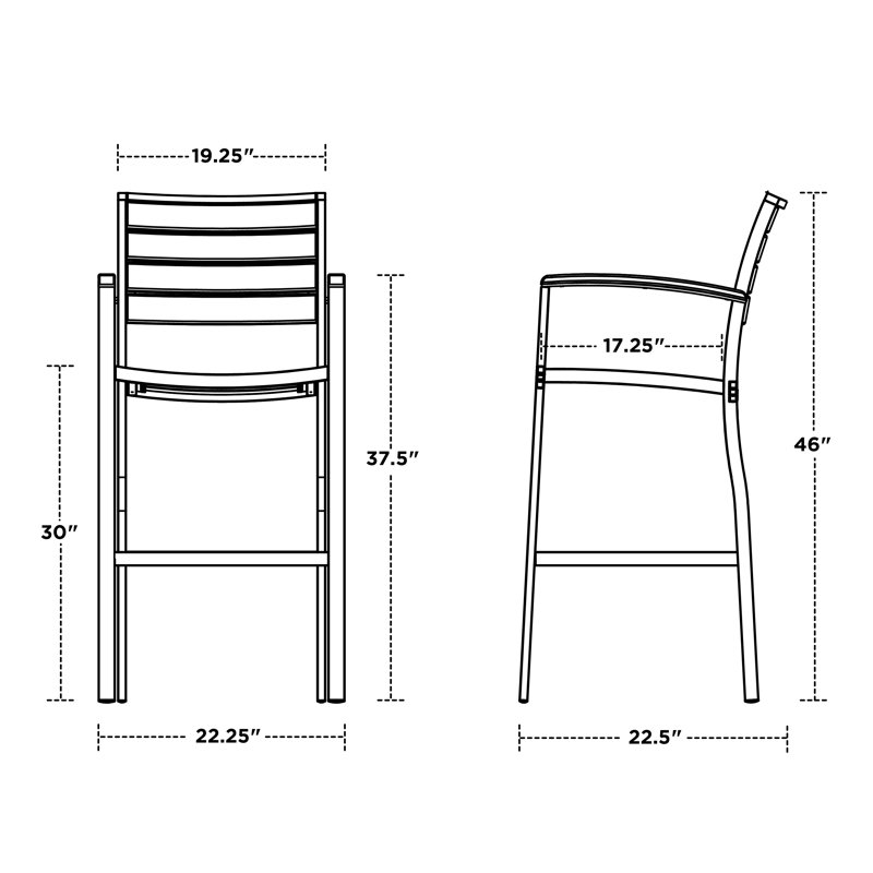 Chaise avec accoudoirs de bar POLYWOOD Euro, Blanc, Blanc