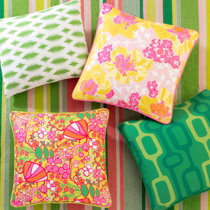 Housse de coussin carré Fab, Jaune / rose