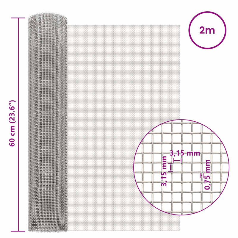 1000 cm W Stainless Steel Fence Panels Fencing, 200cm H x 60cm W