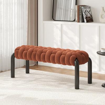 Banc de lit 47 po en tissu tressé Teddy