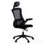 Fauteuil de direction moderne haut dossier en filet avec appui-tête et accoudoirs rabattables, noir