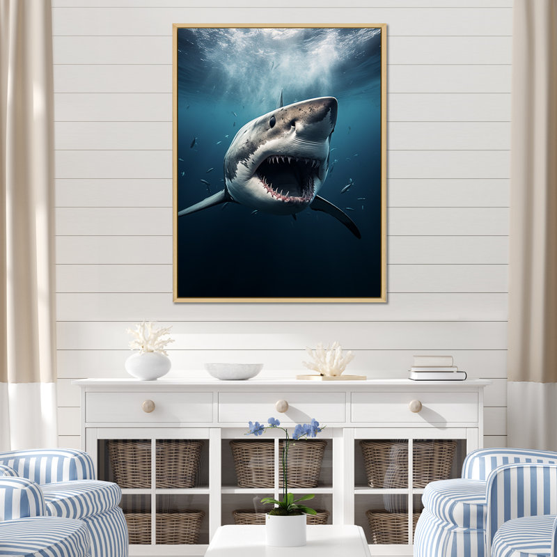 " Blue Shark Apex Predator Photo ", Natural Floater Framed, 32" H x 16" W x 1" D