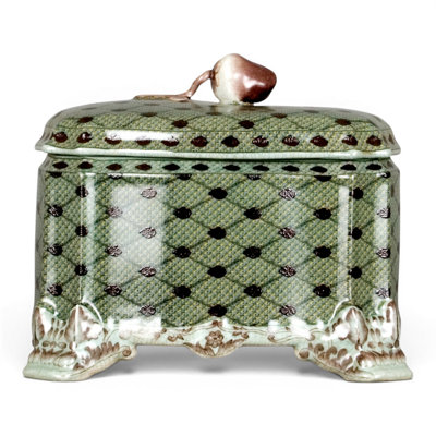 Porcelain Covered Box with Pear Finial