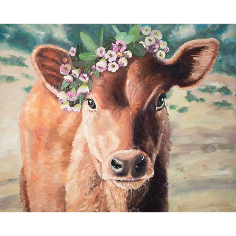 Cute Jersey Cow Print On Canvas