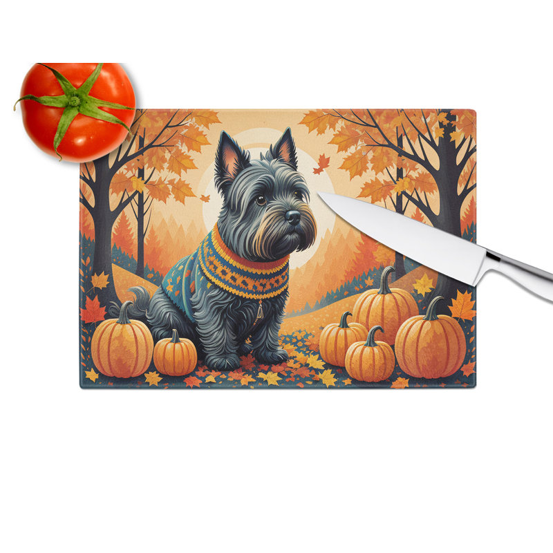 Scottish Terrier Fall Glass Cutting Board Large