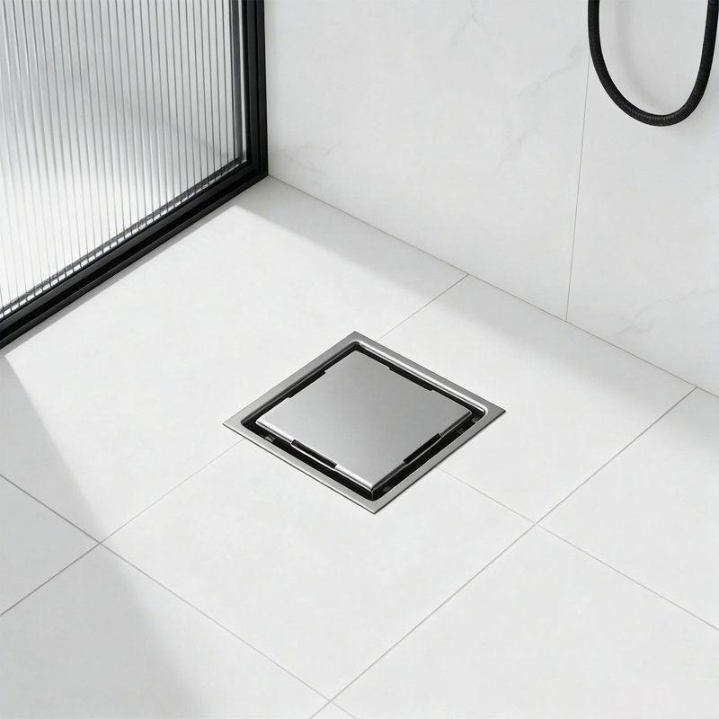 Drain de douche 4 "en acier inoxydable AISI 304 avec panneau de carrelage 2-en-1 avec pieds réglables, drain de plancher dans la salle de bain