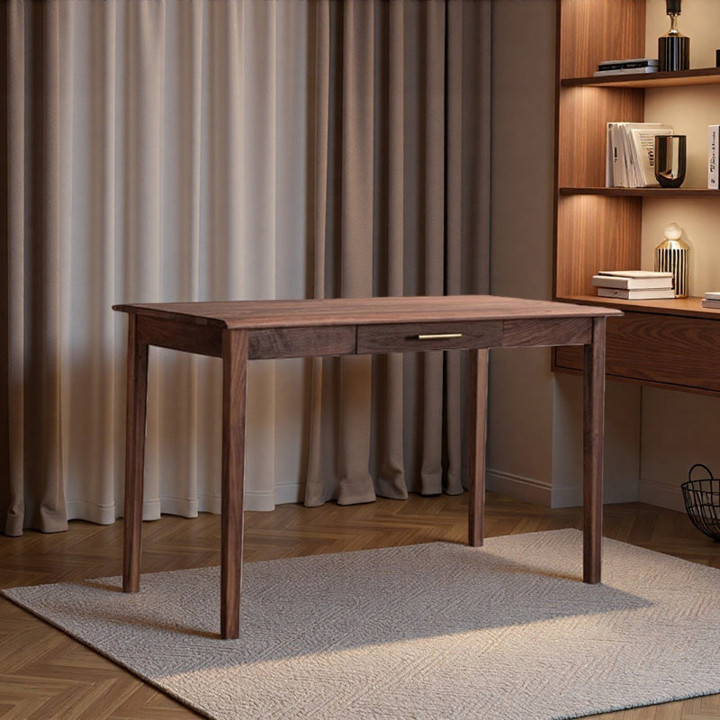 Stable And Durable Walnut Wood Solid Writing Desk, 29.52" H x 55.11" W x 23.62" D