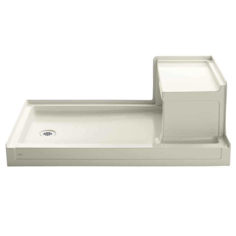 Tresham 60" W x 36" D Single Threshold Shower Base, Almond