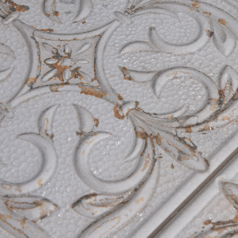 Antigua Lis 13" x 13" Straight Edge Porcelain Metal Look Wall Tile, White
