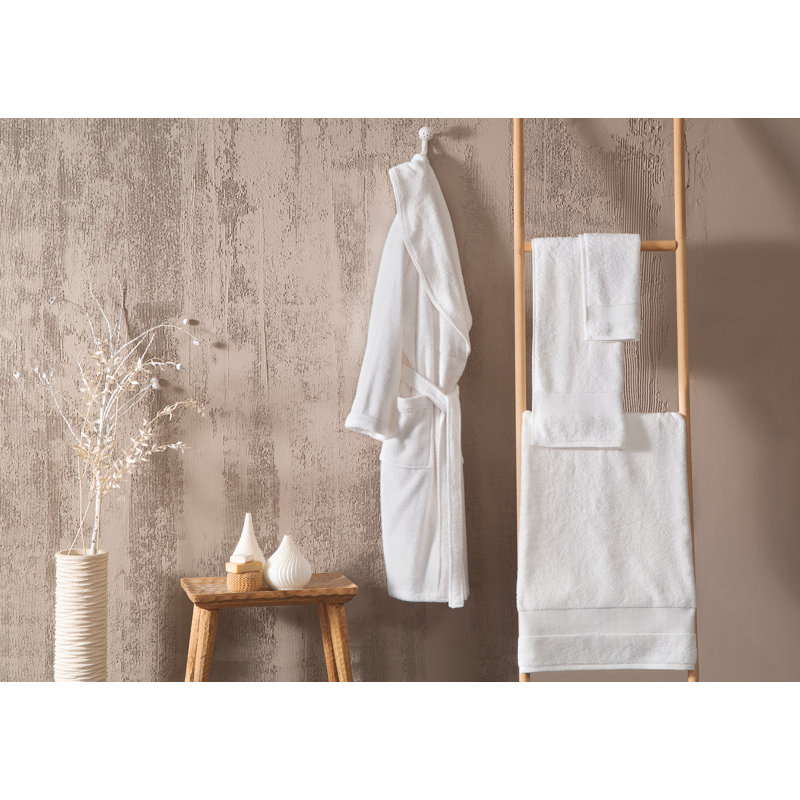 Peignoir mi-mollet en coton avec poches Labarbera, G / TG, Crème