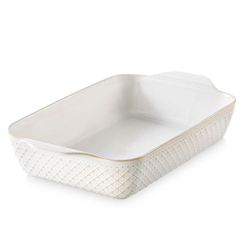 Embossed Ceramic Baking Dish 9x13 Inch 4 Quart Arctic White, Arctic White