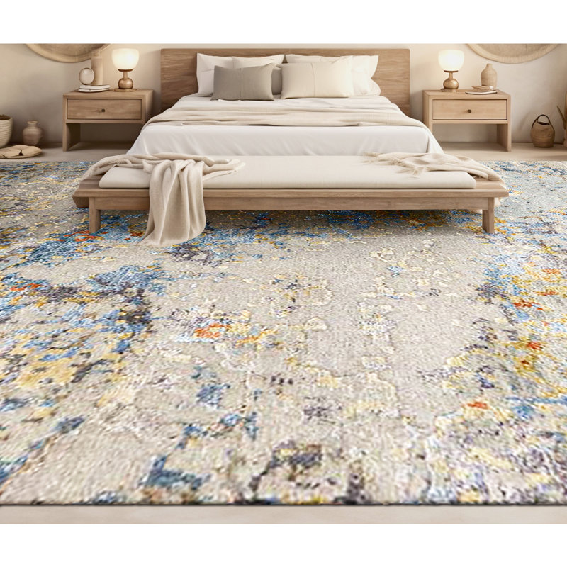 Himalayan Abstract Area Rug in Beige, Rectangle 2' x 3'