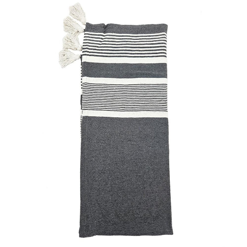 Gregory Black and White Cotton Throw Blanket Set, 50" x 60"