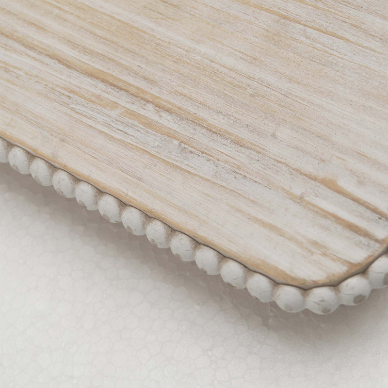 Montant de table blanc perlé en bois perlé, H 8,25 po x L 23 po x P 1,63 po