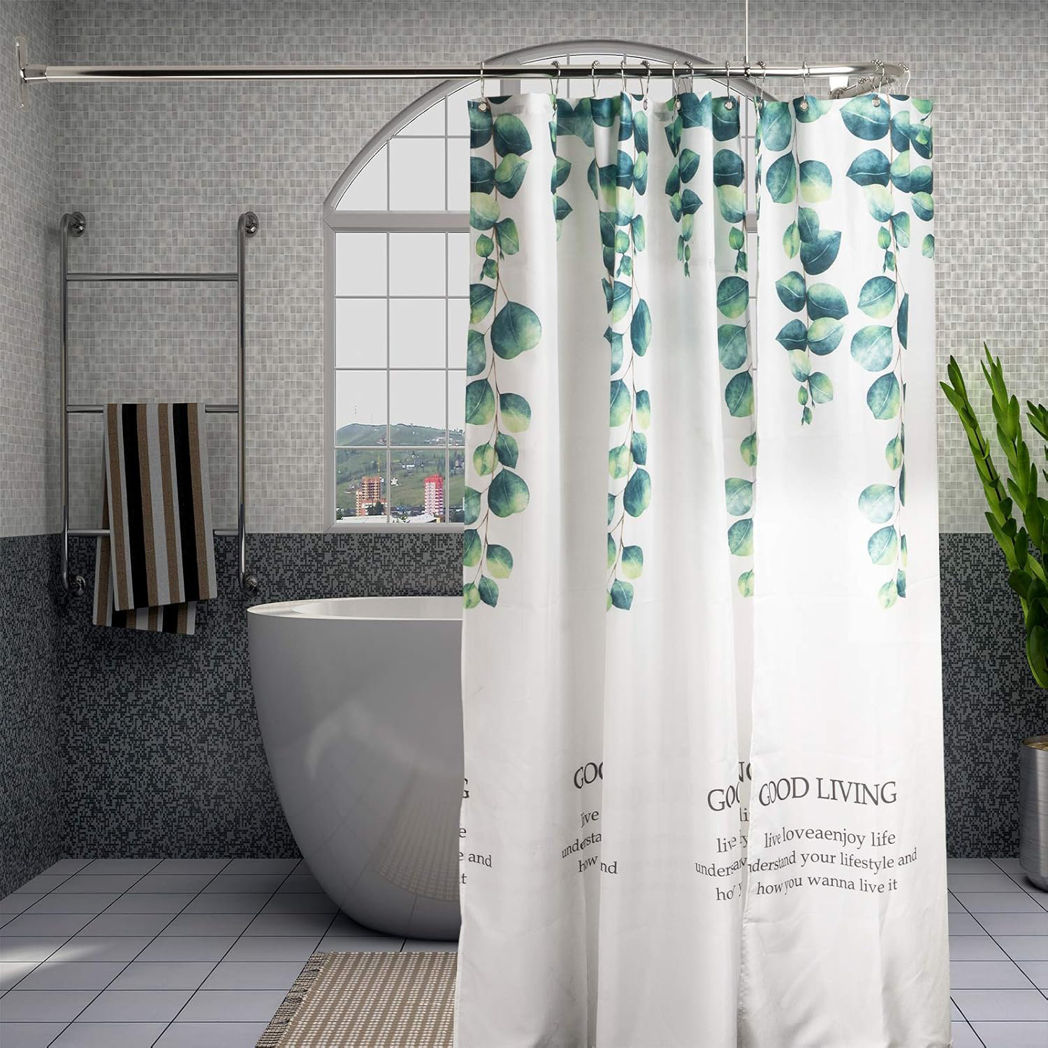 BEFIHO L Shaped Shower Curtain Rod, Bathroom Bathtub Corner Shower Curtain Rod With Ceiling ...