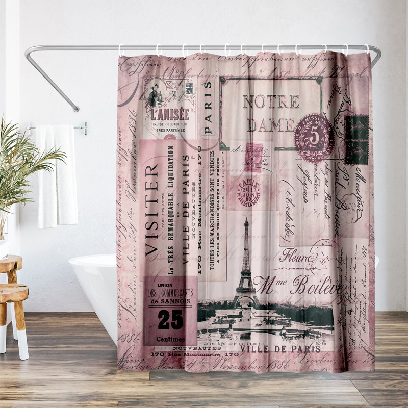 Rideau de douche Americanflat 71 x 74 - Citation d'inspiration française - Rideau nostalgique par LebensART