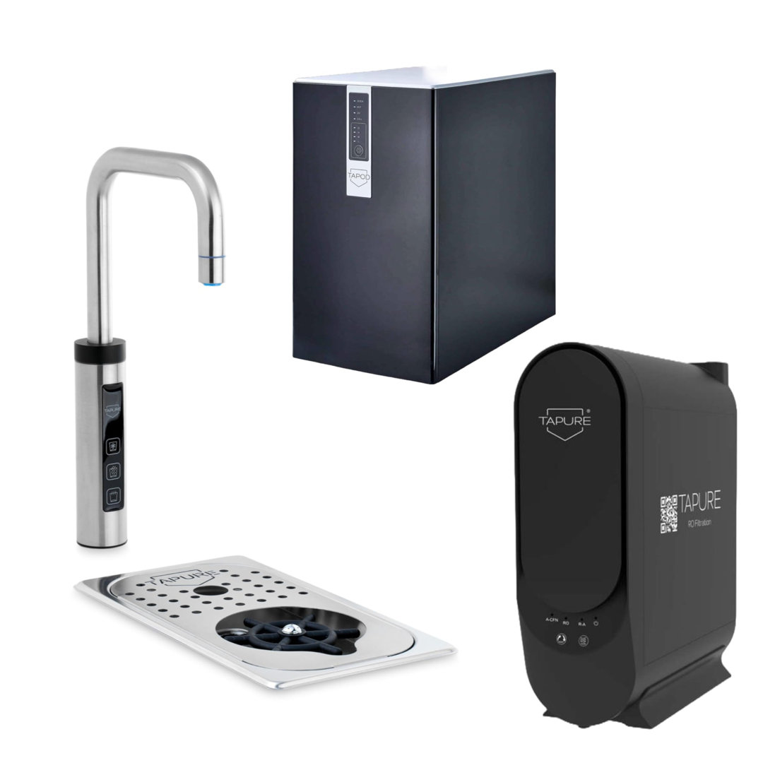 Modern Drink Station with Square Purifier - Instant Boiling, Sparkling, and Chilled Water Dispenser
