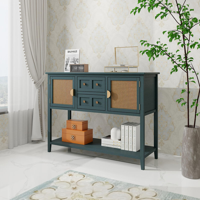 Rattan Entryway Table Console Table With Drawers, Accent Sofa Table Entryway Table