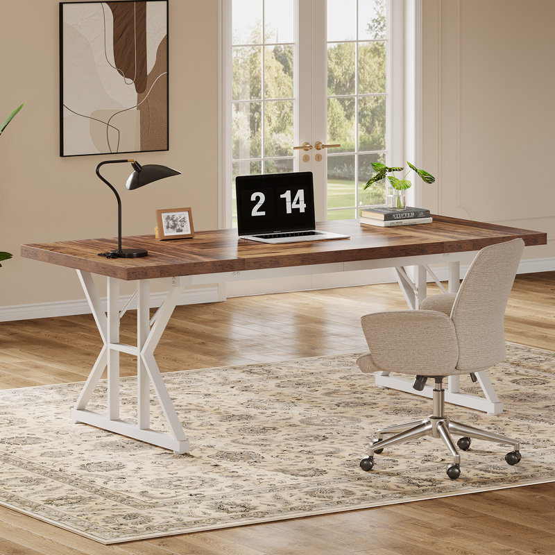 Bureau Crooke, Brun / blanc, H 29,52 po x l 70,87 po x P 31,49 po