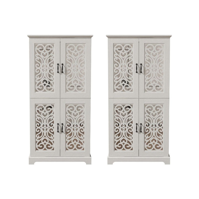 Maney Traditional Coordinated Kitchen Pantry Set Of 2, Pearl White