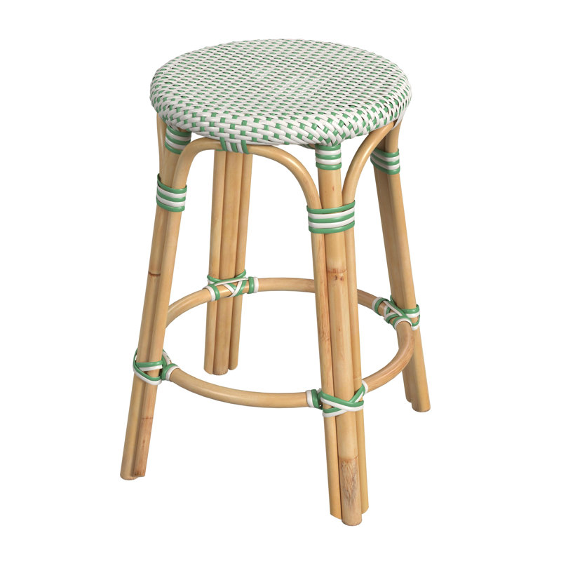 Tabouret de bar et de comptoir en rotin tissé à la main Alastair, Tabouret de comptoir (siège d'une hauteur de 24 p