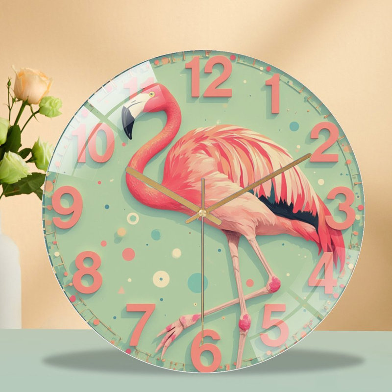 Horloge murale flamant rose 12 po