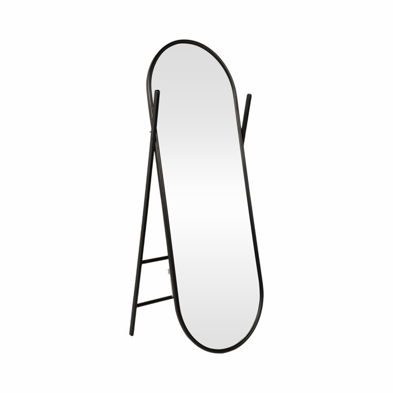 Sagebrook Home's Elegant 23X60 Black Rounded Standing Mirror - Durable Iron, Glass, And MDF Design