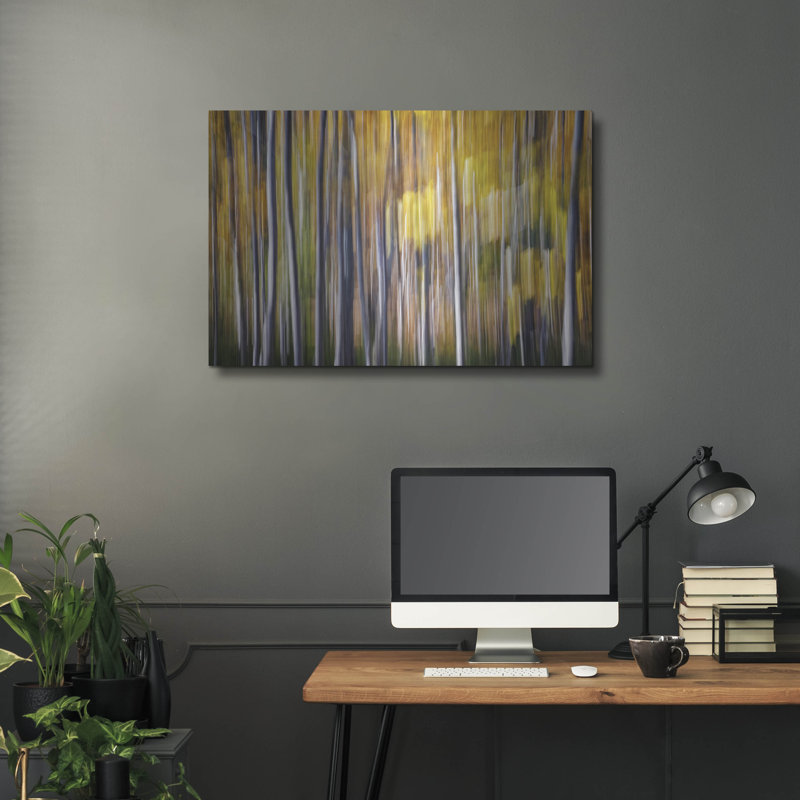 «Autumn Birches Abstract» par Rick Berk, H 24 po x l 36 po