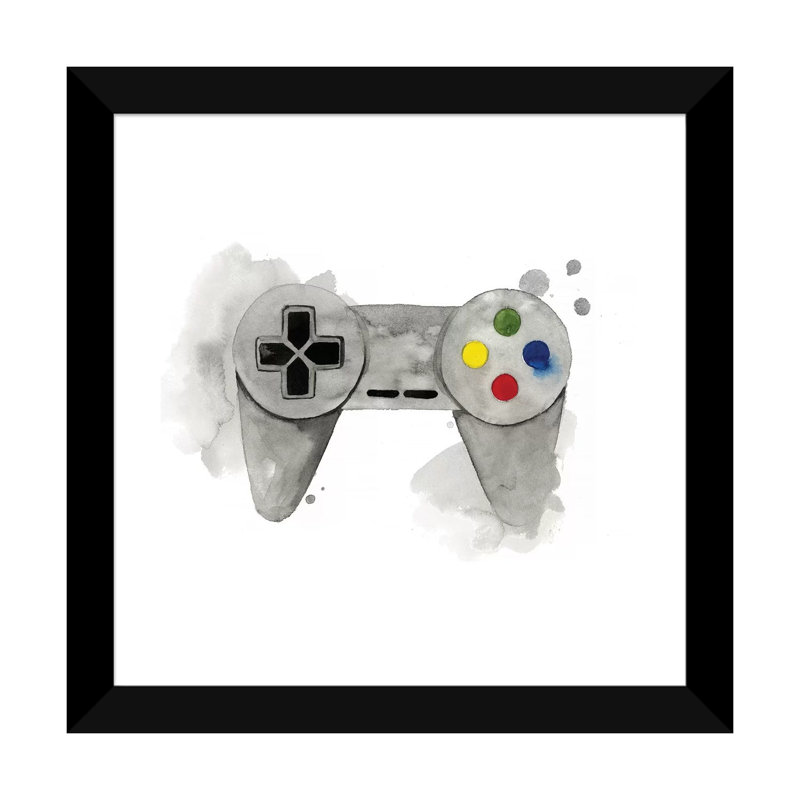 « Gamer III » par Grace Popp-impression d’art graphique, H 24 po x l 24 po x p 1 po, Papier encadré noir, Blanc