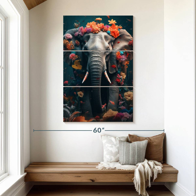 Brampt Elephant Flowers, 50" H x 32" W