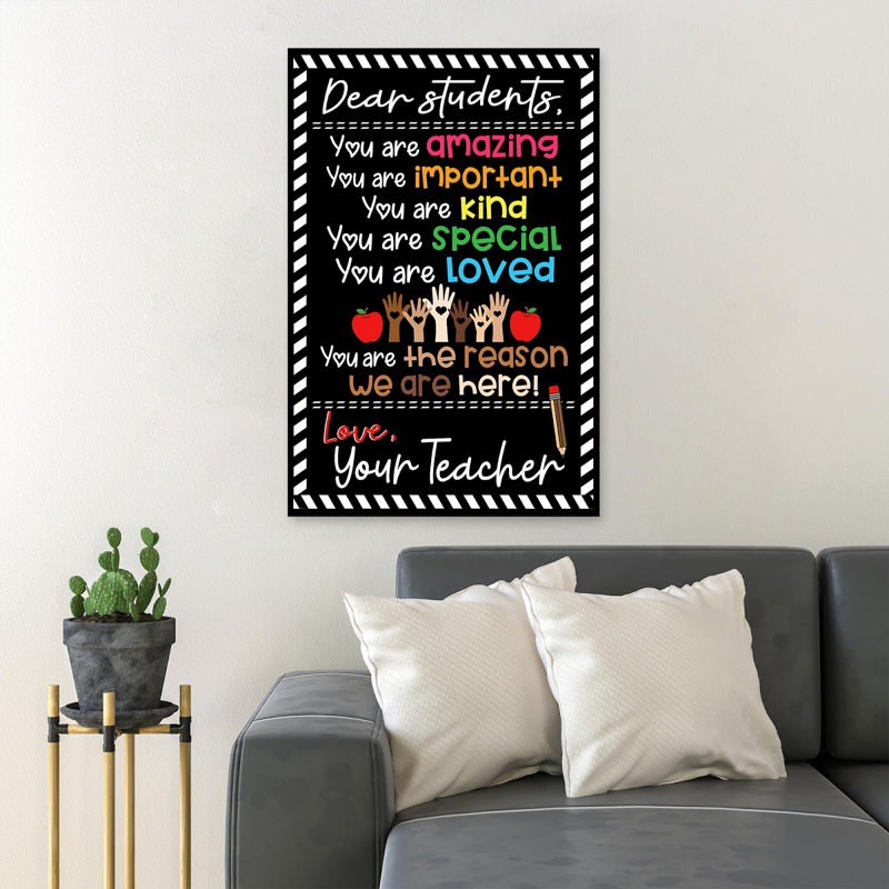 Une lettre aux étudiants - Chers étudiants, vous êtes incroyable, vous êtes important - 1 pièce, impression d'art graphique rectangulaire sur toile tendue