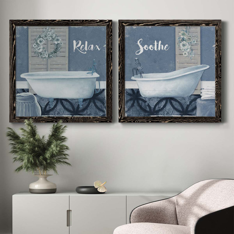 Relax - ensemble de 2 impressions sur toile, Toile encadrée noire, H 31,5 po x l 63 po x P 1,5 po