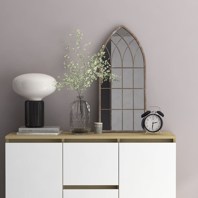 Montoya Metal Flat Wall Mirror, Sand, 70cm H x 30cm W