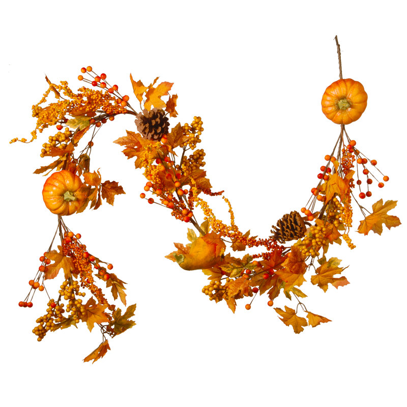 72" Maple Leaf and Pumpkins Garland