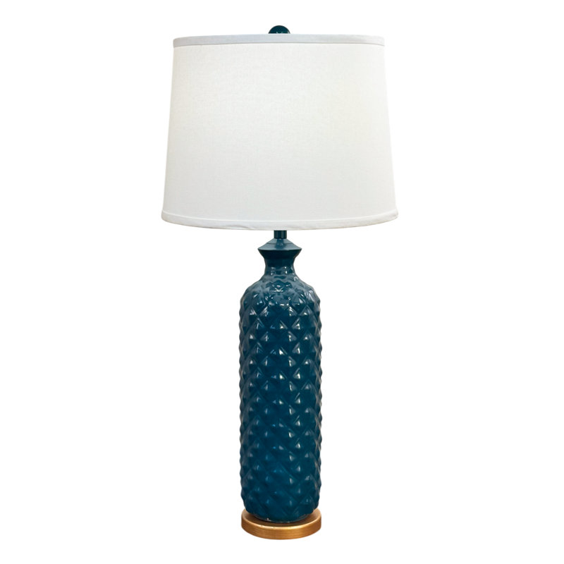 High Gloss Sea Tall Textured Table Lamp w Base