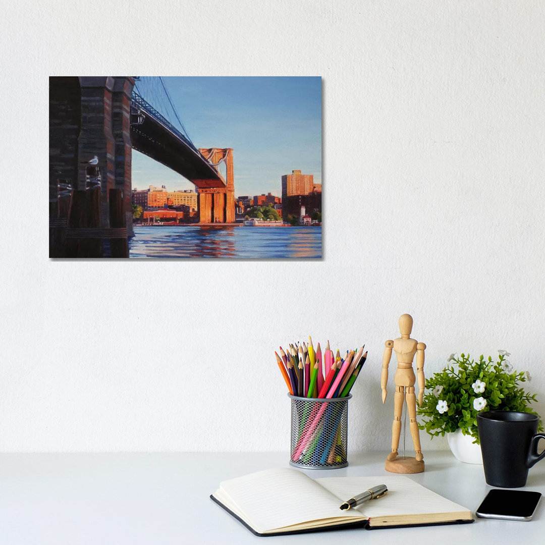 Brooklyn Bridge At Sunset II von Nick Savides - Galerie-verpackte Leinwand Giclée