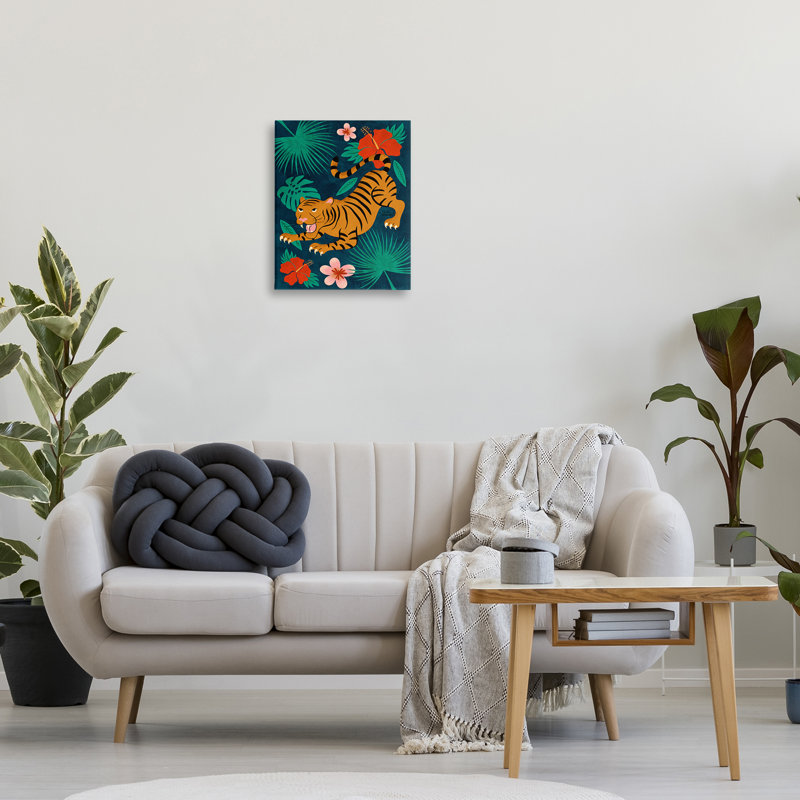 "Tigre accroupi", art mural par Carrie Cantwell bp-971_CN, H 20 po x l 16 po