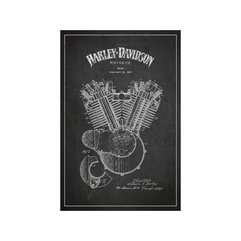 Harley-Davidson by Aged Pixel - Print on Canvas, No Frame, 101.6 cm H x 66.04 cm W x 1.91 cm D