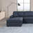 Contemporary Style Sectional Sofa Set Raf And Laf Chaise Armless Chairs Dark Blue Color Dorris Fabric Tufted Couch Pillows Living Room-1871493094