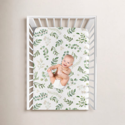 Botanical Floral Leaf Fitted Crib Sheet