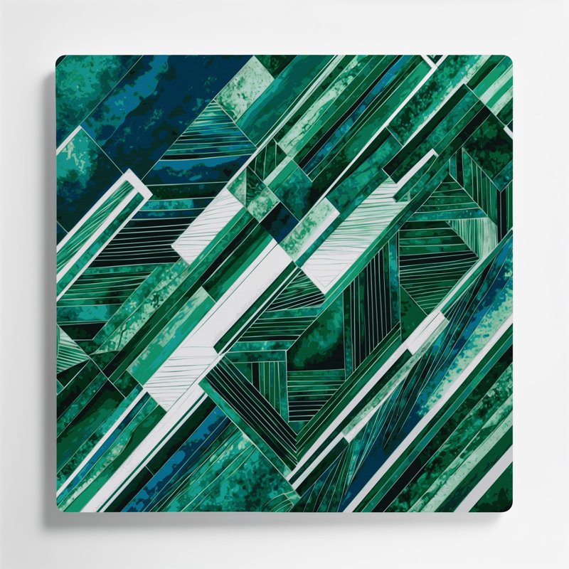 Geometric Abstraction 71 Green Metal Wall Art, 16" H x 16" W